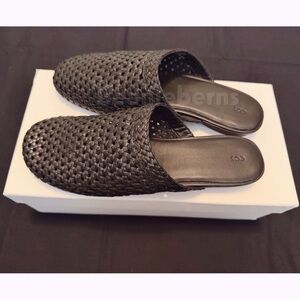 NIB COS Braided Woven Leather Mules in Black Size 38 Weave